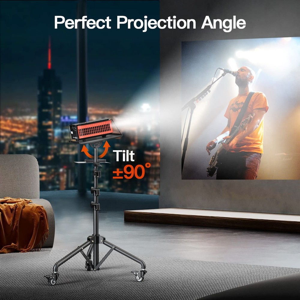 Amada Projector Stand with Wheels, Height Adjustable Rolling Stand with Mouse...