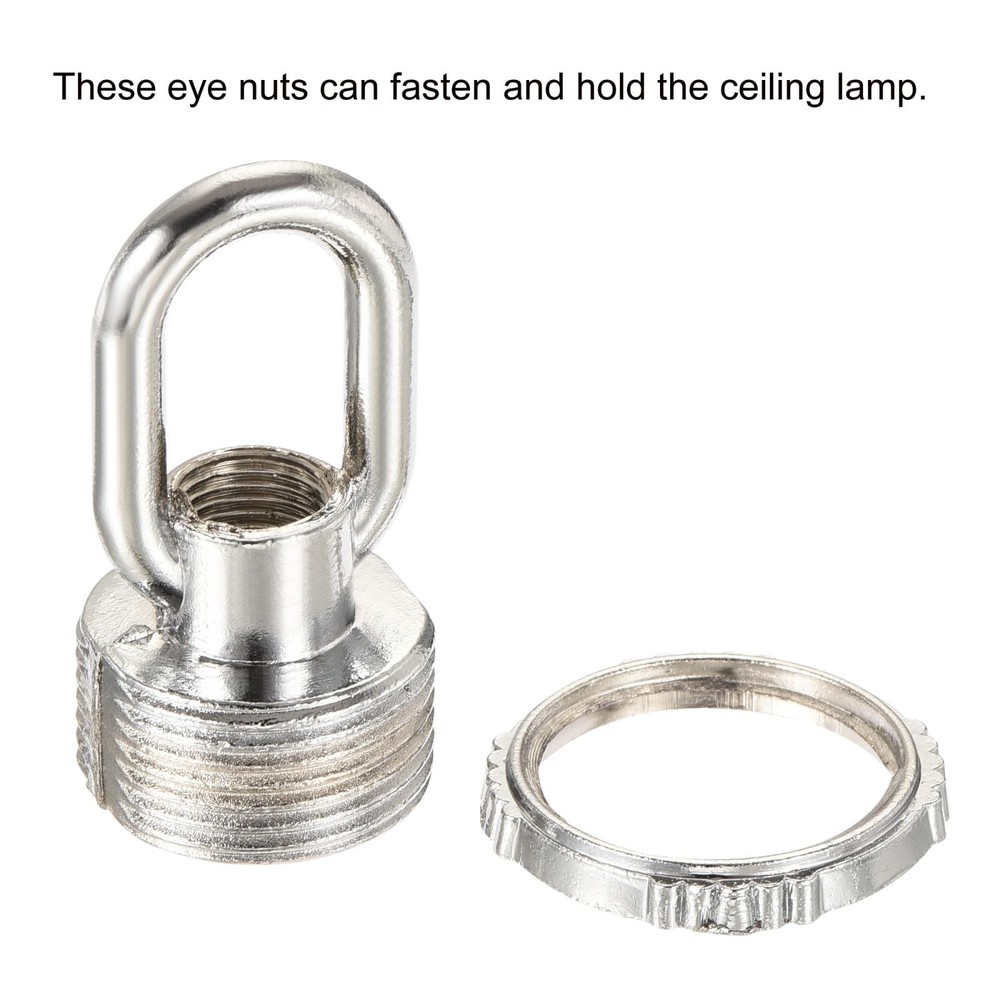 2pcs Eye Nut 25kg Max Load 30x44mm M10 Thread Ring Shape Female Loop Silver Tone