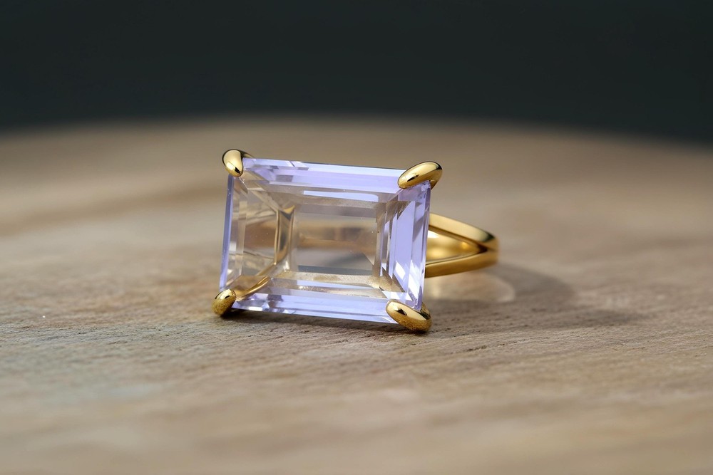 Sterling Silver Tanzanite Ring Rectangle Cut 13x18mm Engagement Gift