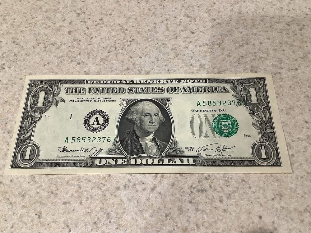 1974 $1 FRN Misalignment Third Printing Shift Error Note