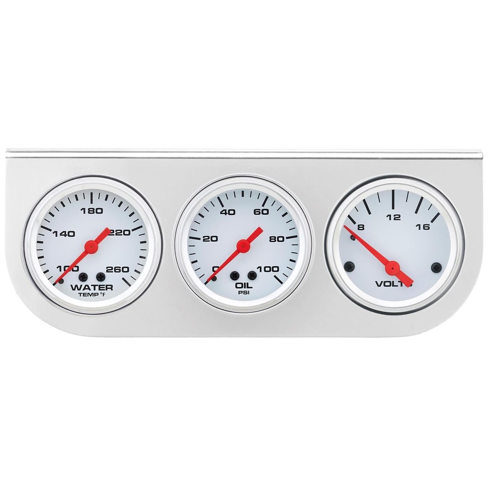 Speedway 3-Gauge Set with Aluminum Panel, Black, Brushed