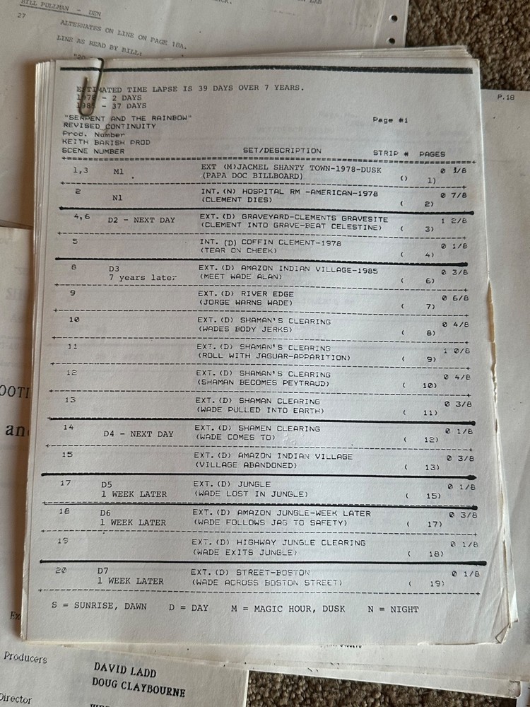 THE SERPENT AND THE RAINBOW RICHARD MAXWELL 1986 SCREENPLAY BLACK MAGIC SCRIPT