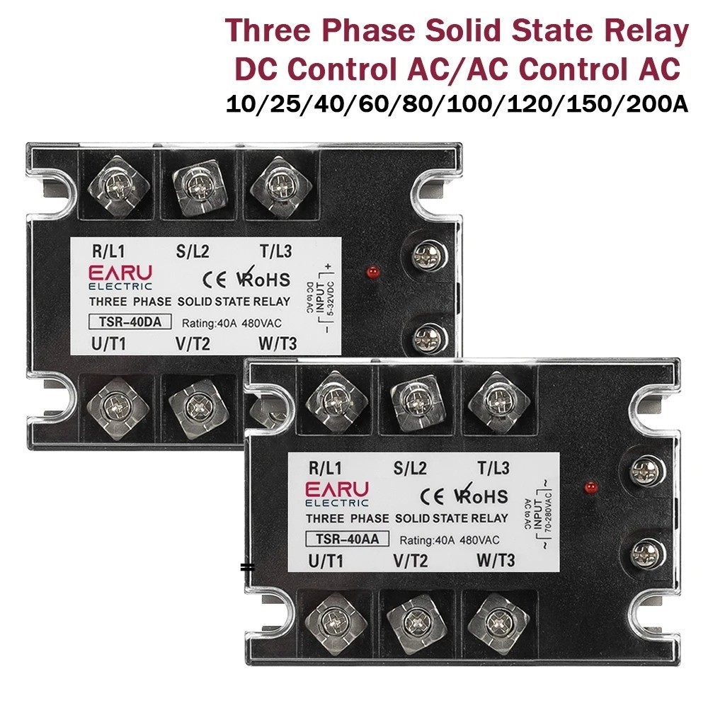 Three Phase AC Solid State Relay SSR Module 10A-200A Heat Sink DC Control 480V