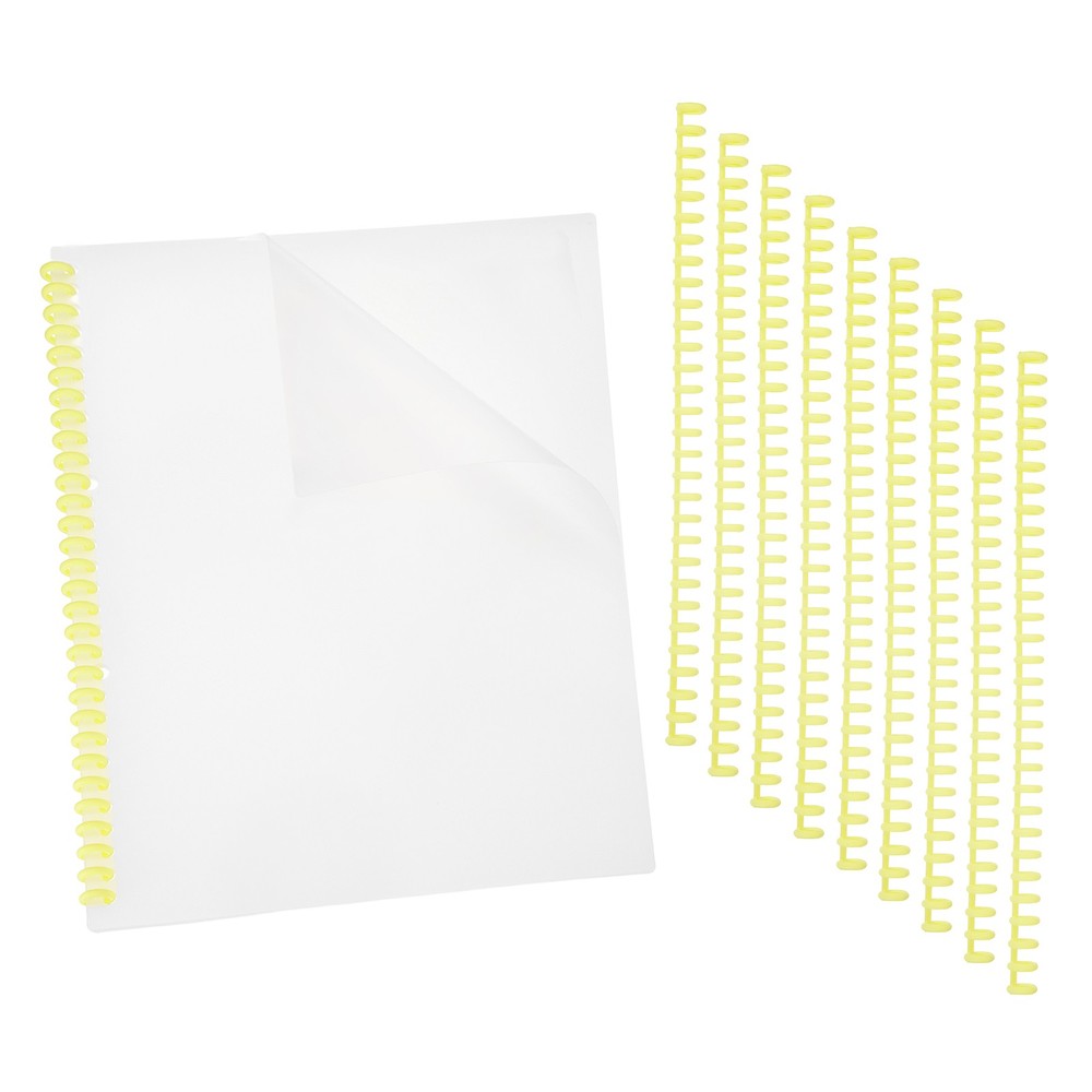 20Pcs Clear Presentation Binding Covers with 10Pcs 8.5mm Combs Kit, Yellow