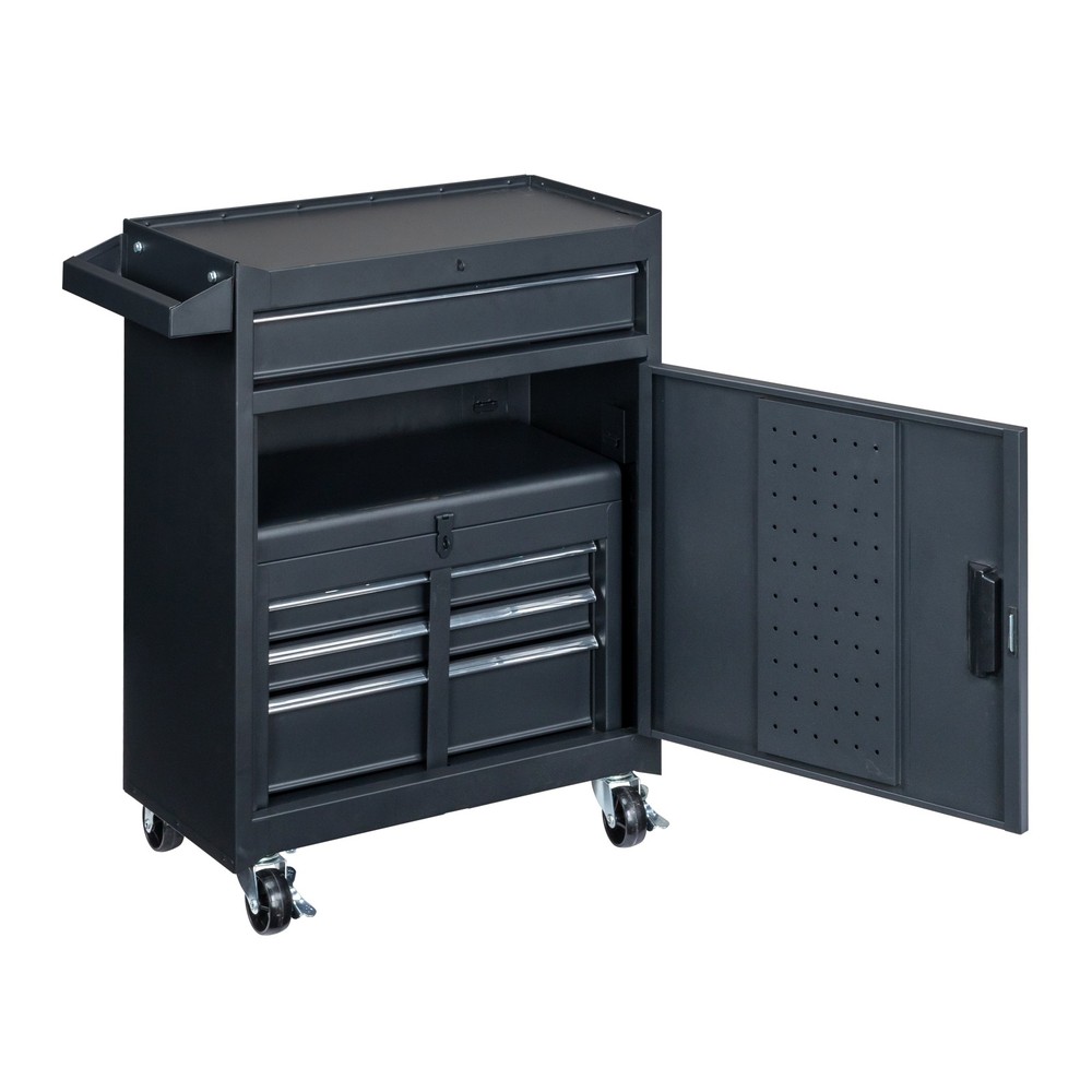 4-Drawer Rolling Tool Cabinet with Bottom Storage & Handle for Garage Workshop