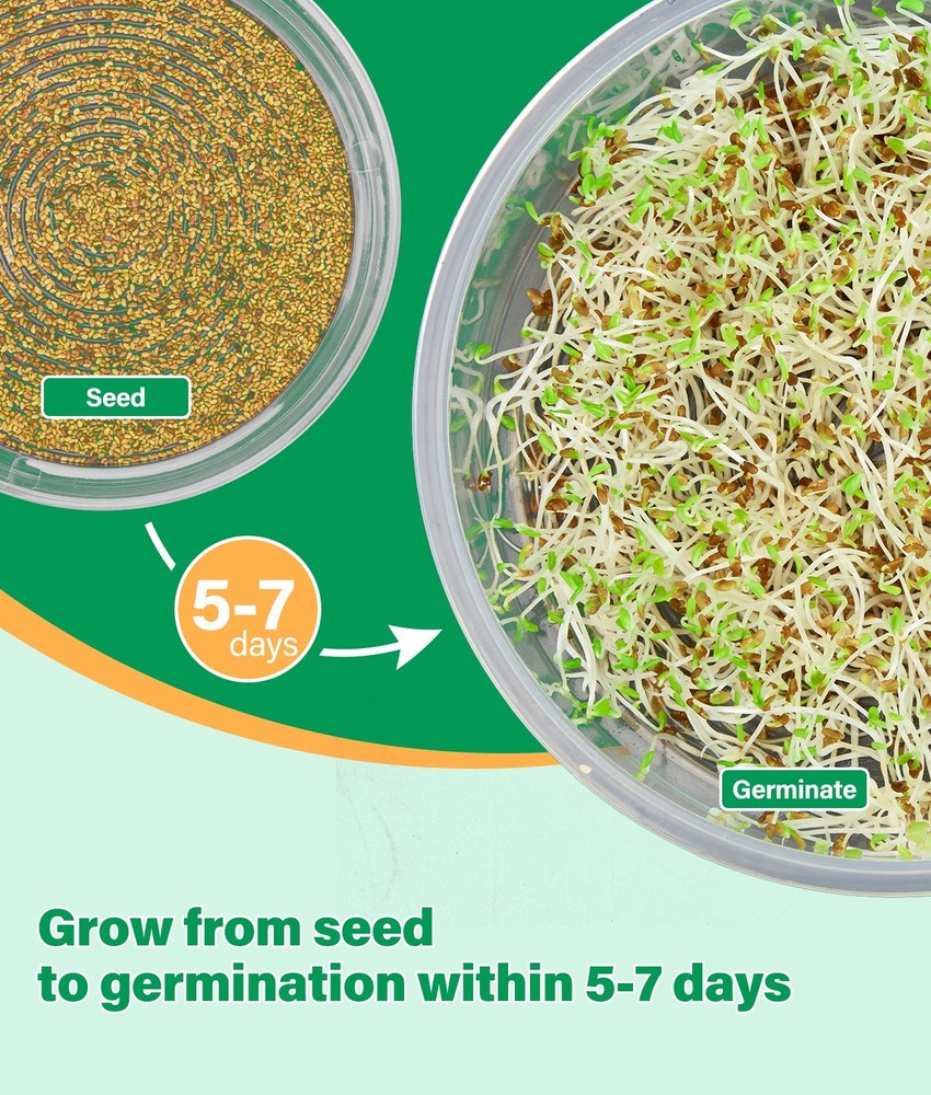 HK Stackable Seed Sprouting Kit, 4-Tier Microgreens Growing Kit with Drain Holes