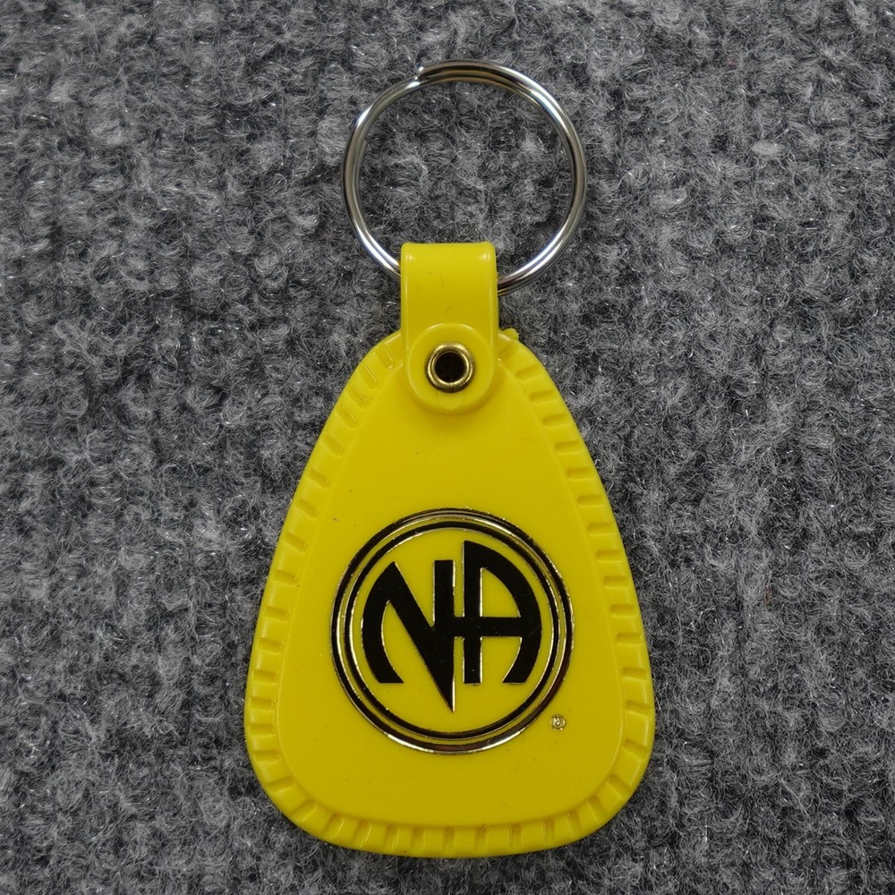 Narcotics Anonymous Key Tag Yellow 9 Months Clean Time NA Keytag Keychain JFT