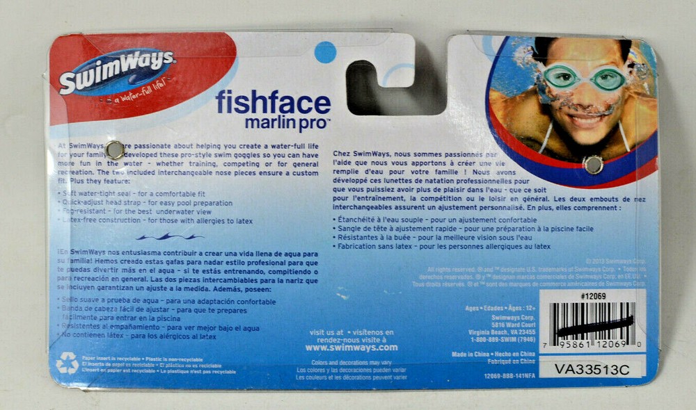 SwimWays Fish Face Marlin Pro Swim Goggles - Black