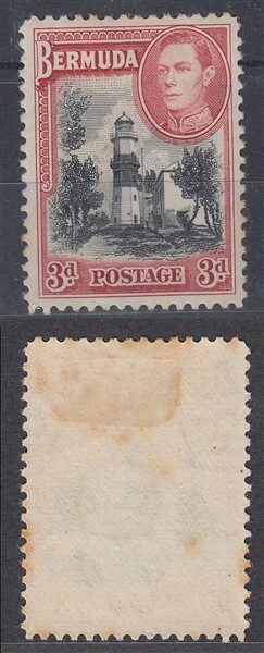 BERMUDA 1938 KGVI 3d. BLACK & ROSE-RED (ID:747/D33285)
