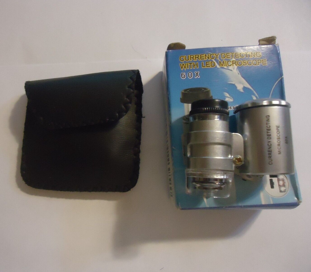 1- 60x microscope blue light white light with cases pocket size #lot4