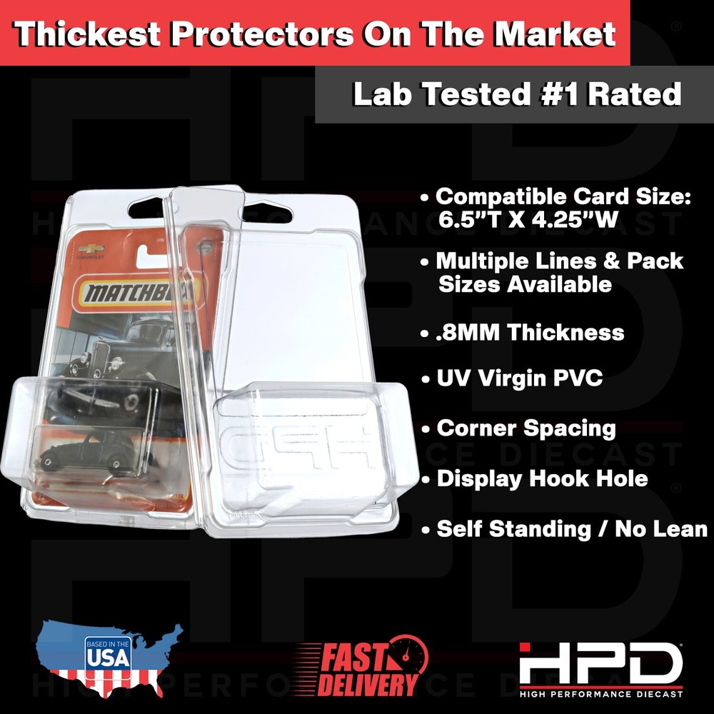 80 PACK HPD PROTECTOR CASE (MAINLINE) HOT WHEELS & MATCHBOX .8MM HEAVY DUTY