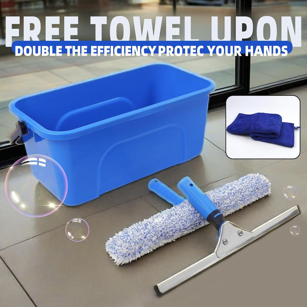 Squeegee for Window Cleaning,Window Cleaning Squeegee kit with Bucket&Microfiber