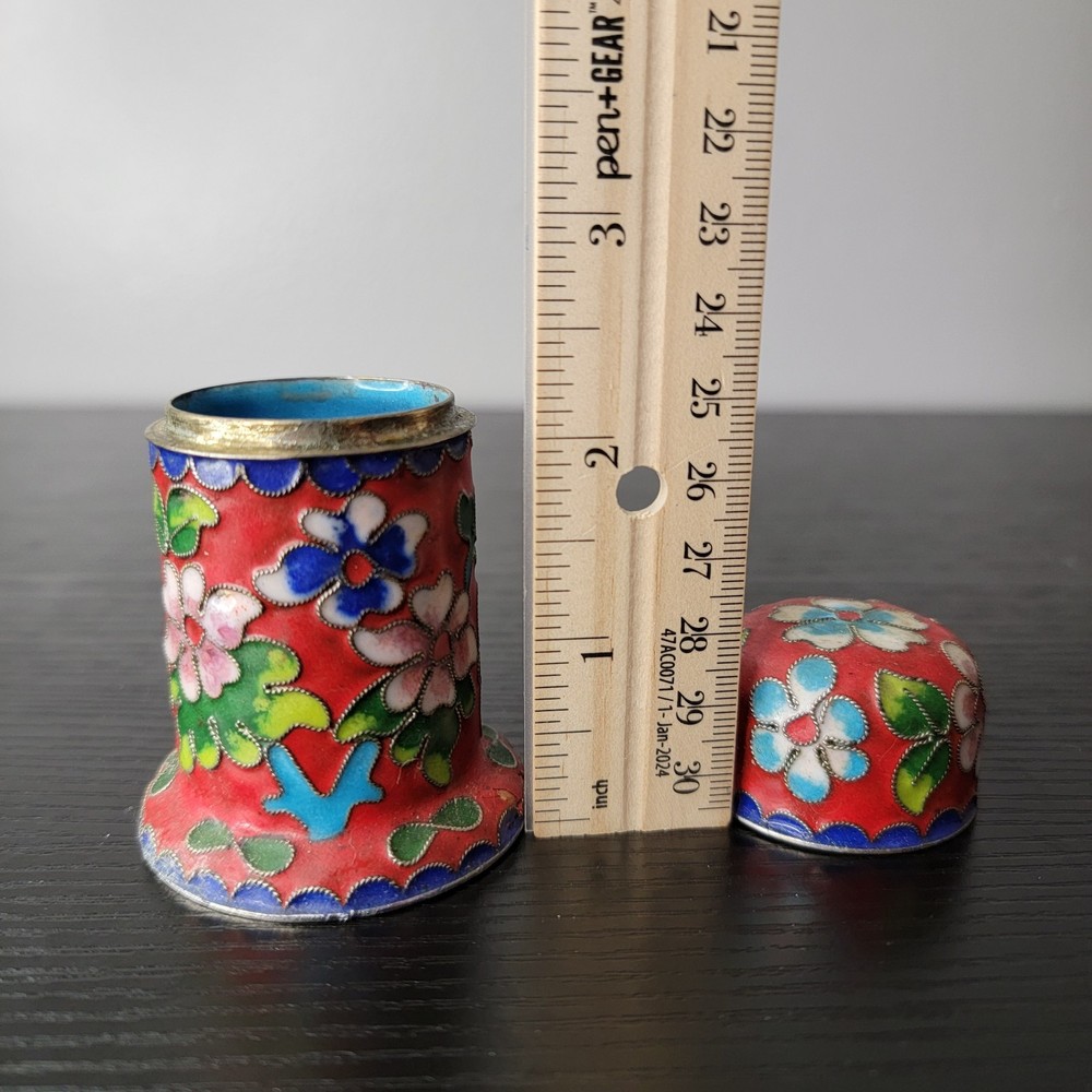 Vintage Cloisonné Match or Toothpick Holder.