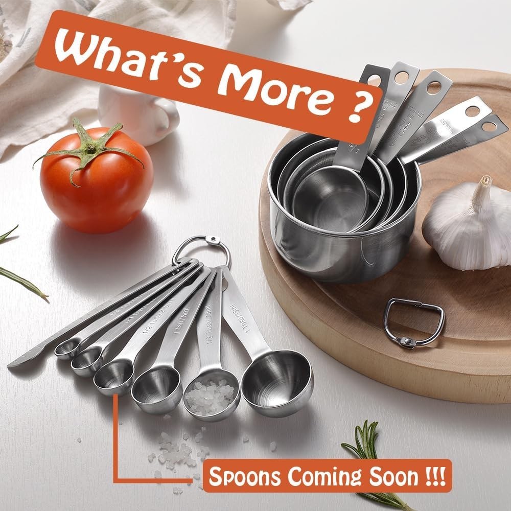 Stainless Steel Measuring Cups Set, 5 Pieces Kitchen Measuring Sets Gadgets tool