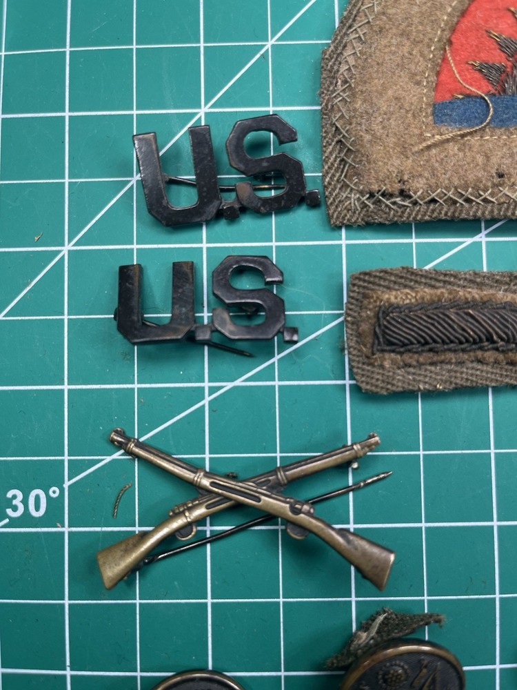 WW1 41st Infantry Uniform Removed Insignia Grouping Patch Pins