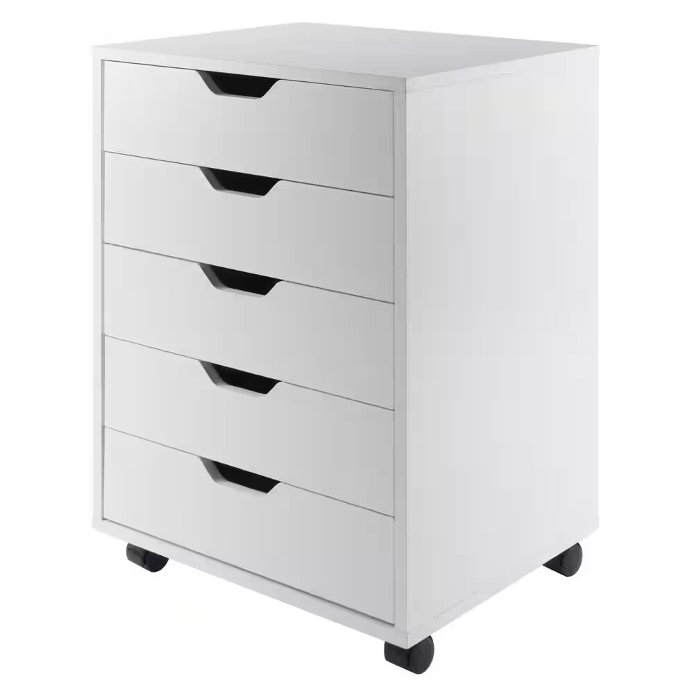 Halifax White 5-Drawer Cabinet Cart