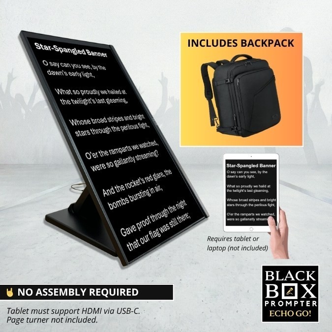 BLACK BOX Prompter Echo GO! Bundle w/Facade & Backpack