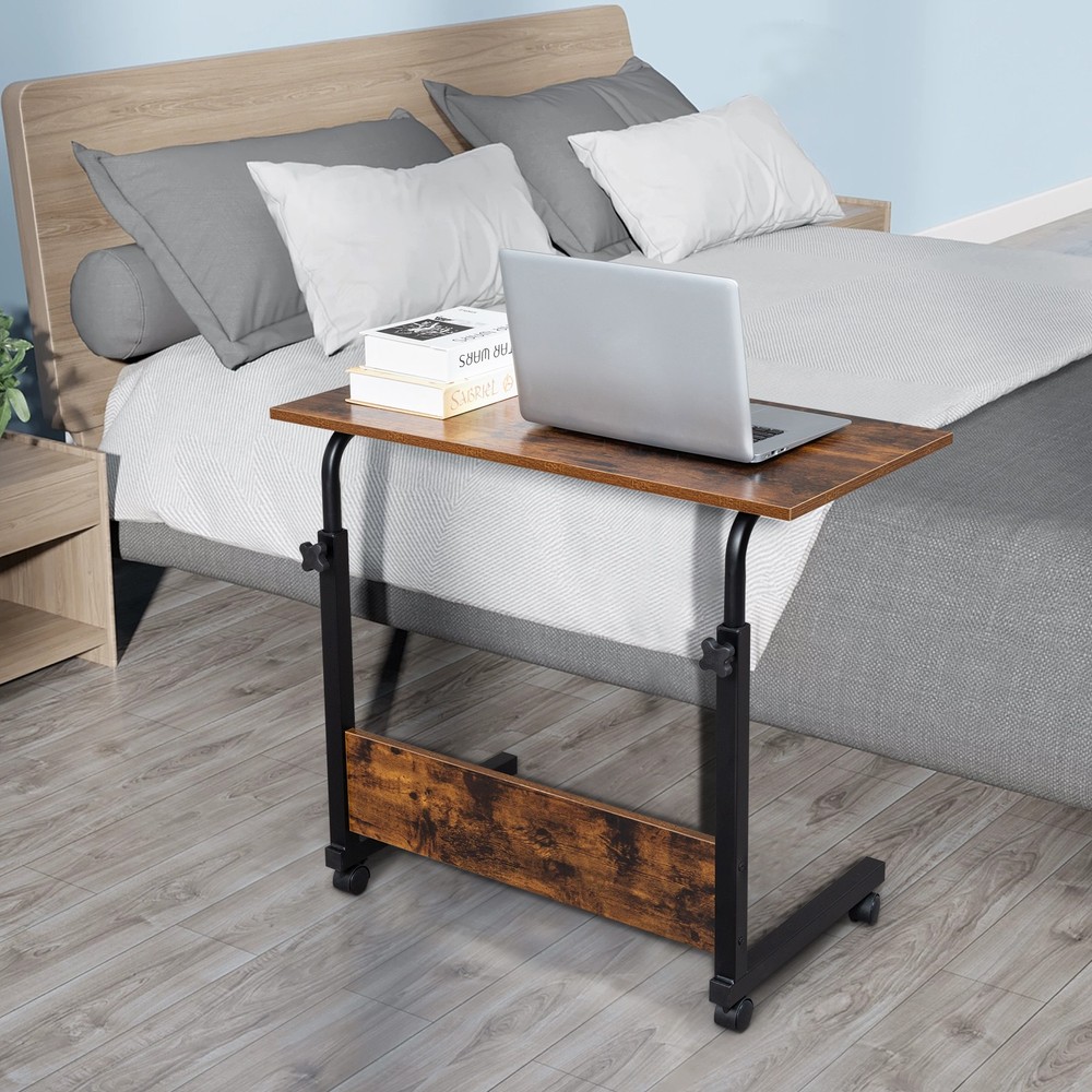 Rolling & Height Adjustable P2 15MM Chipboard & Steel Side Table with Baffle .