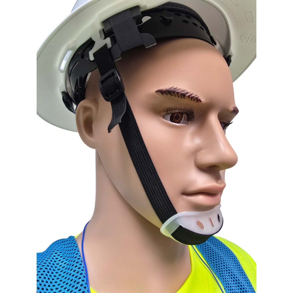 Universal Hard Hat Chin Strap With Black Elastic Strap & Chin Cup, Black 2 Pack