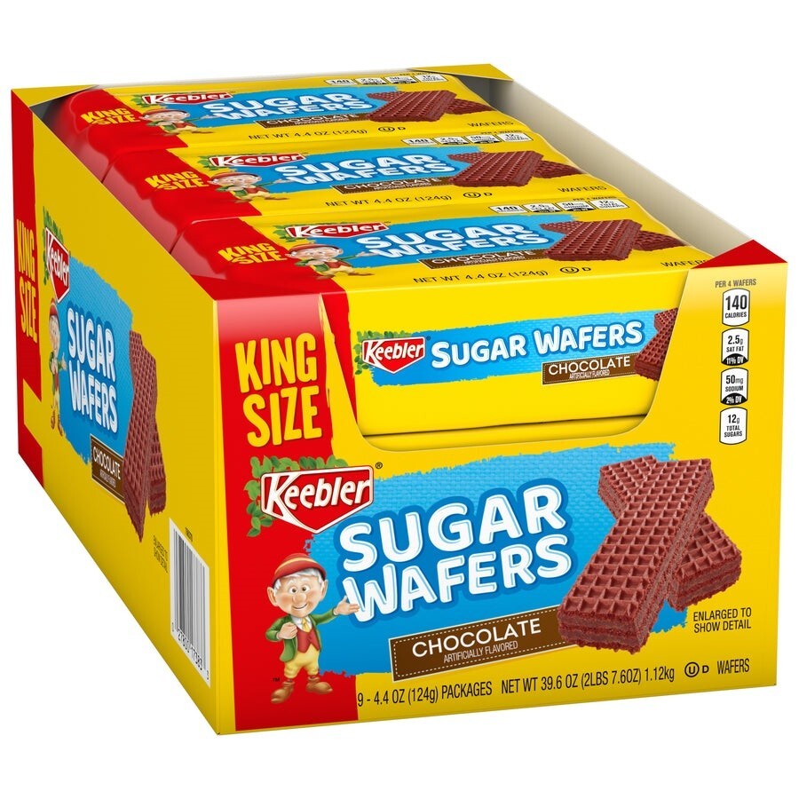 Keebler King Size Chocolate Sugar Wafers Value Pack Bundle, 4.4 OZ, 9 PACK