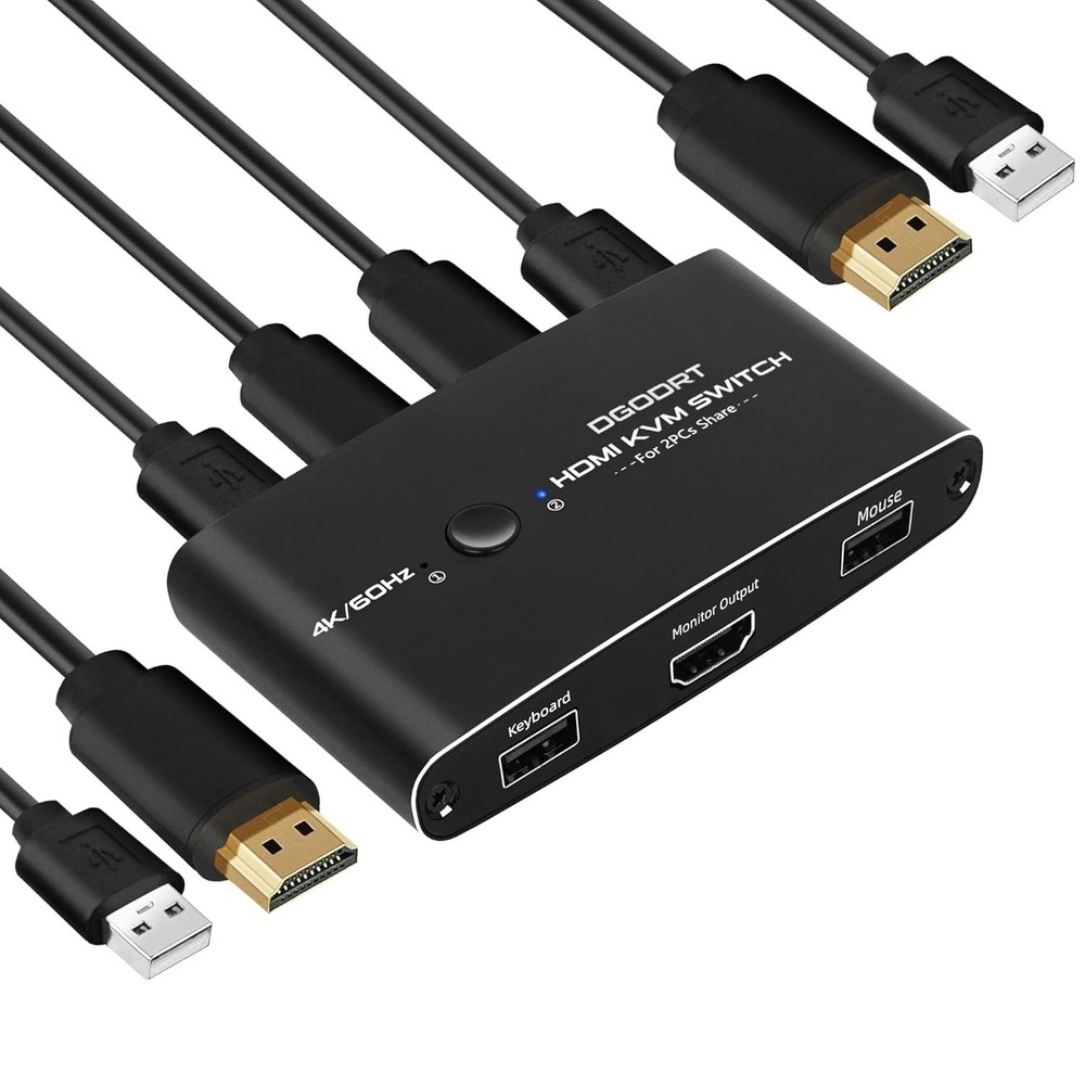 Effortless HDMI KVM Switch for 2 Computers - USB Cables Included, 4K Support
