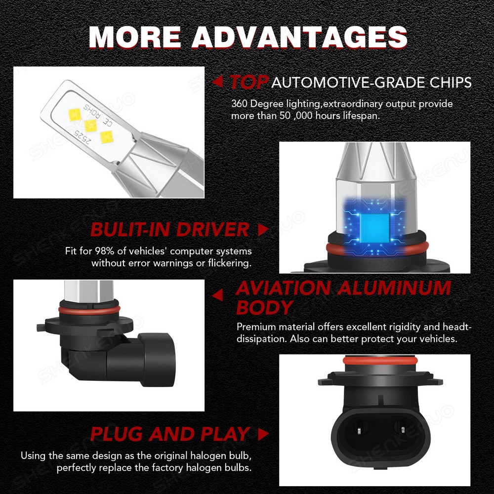 4X LED Headlight Bulbs Hi/Lo Beam For Honda Accord 2006-2012 Sedan 4-Door 6000K