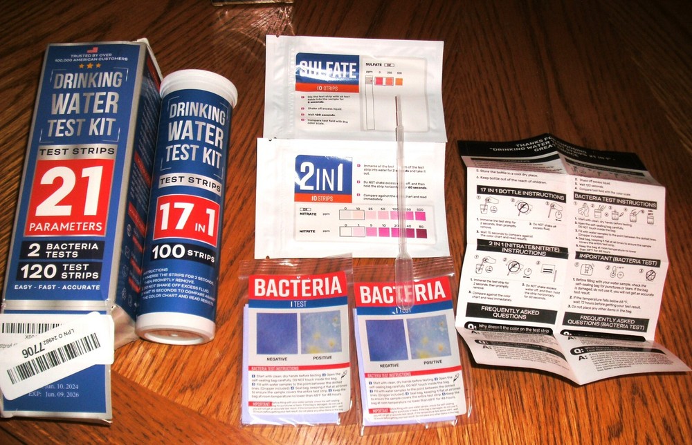 Bestprod Drinking Water Test Kit, Test Strips 21 Parameters 2 Bacteria Tests NEW