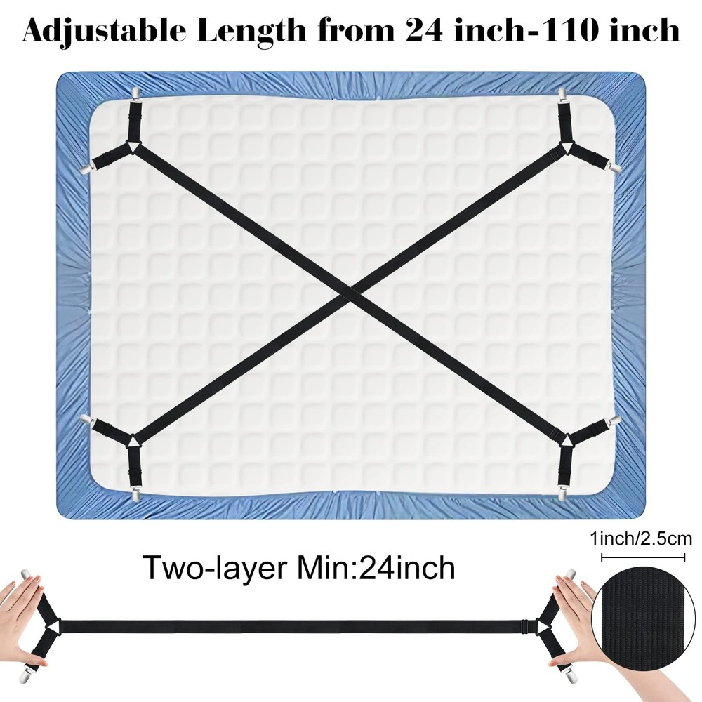 Morcheiong Bed Sheet Fasteners Straps - 4 Pack Adjustable Bed Sheet Holder St...