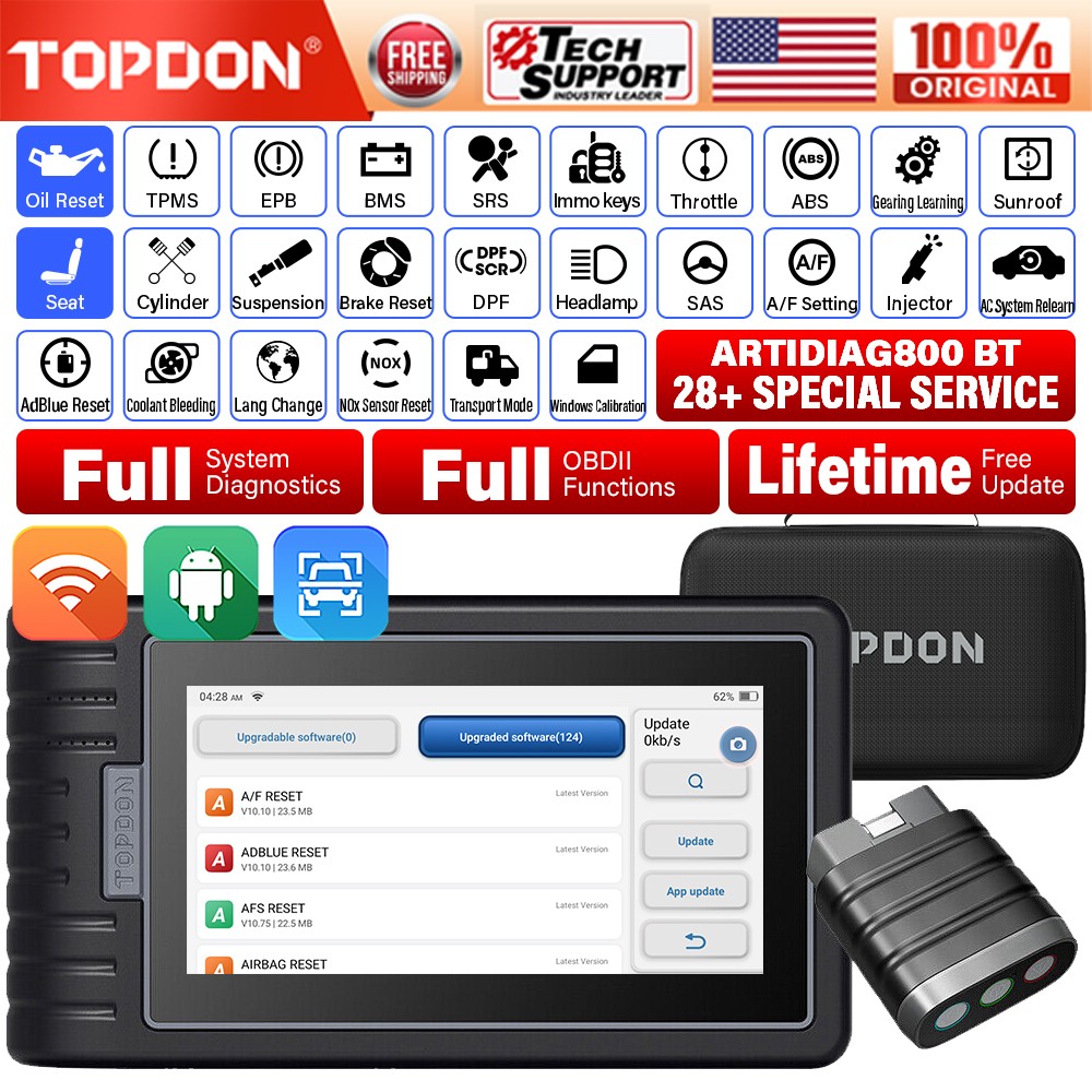 TOPDON ArtiDiag800BT OBD2 Scanner Code Reader Diagnostic Tool IMMO TPMS Kit