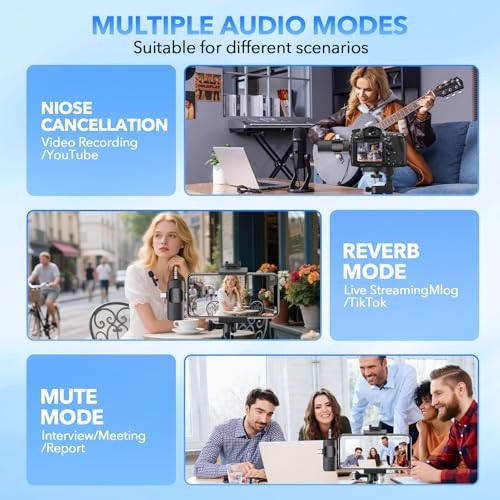 3 in 1 Professional Wireless Microphone for iPhone,Android,Camera,Lapel Mic