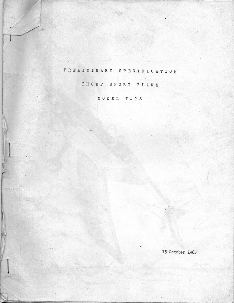 Preliminary Specification Thorp Sport Plane Model T-18