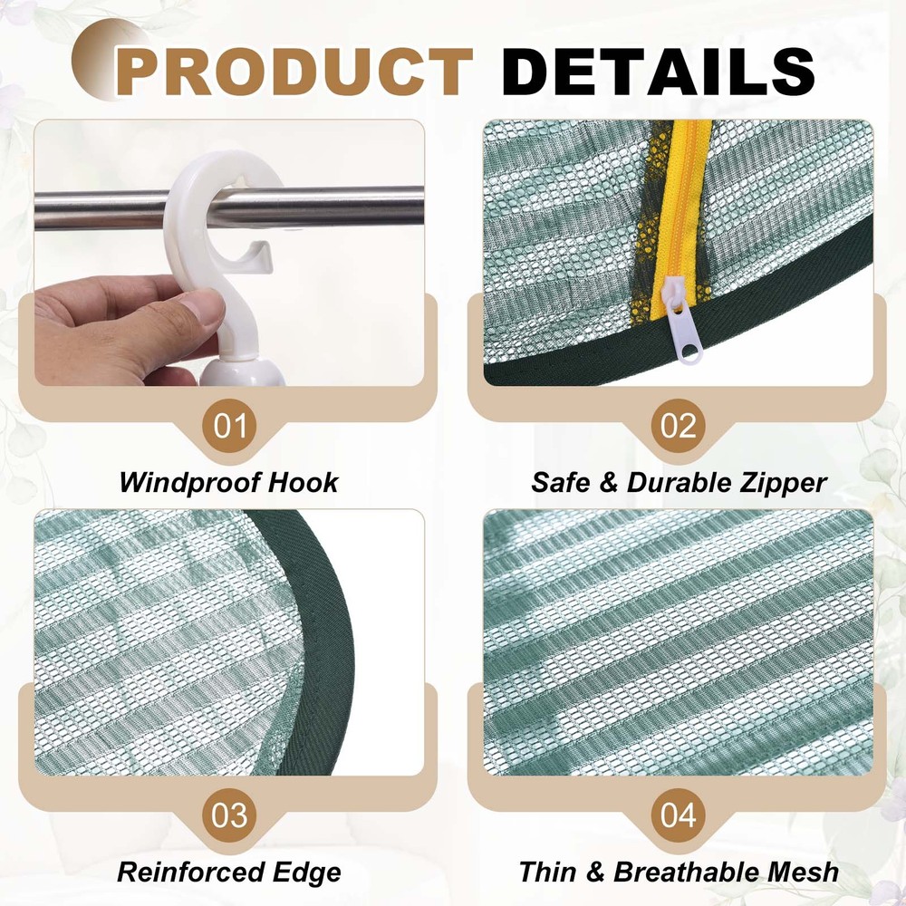 Herb Drying Rack, 24" 4-Layer Hanging Drying Mesh Net, Green