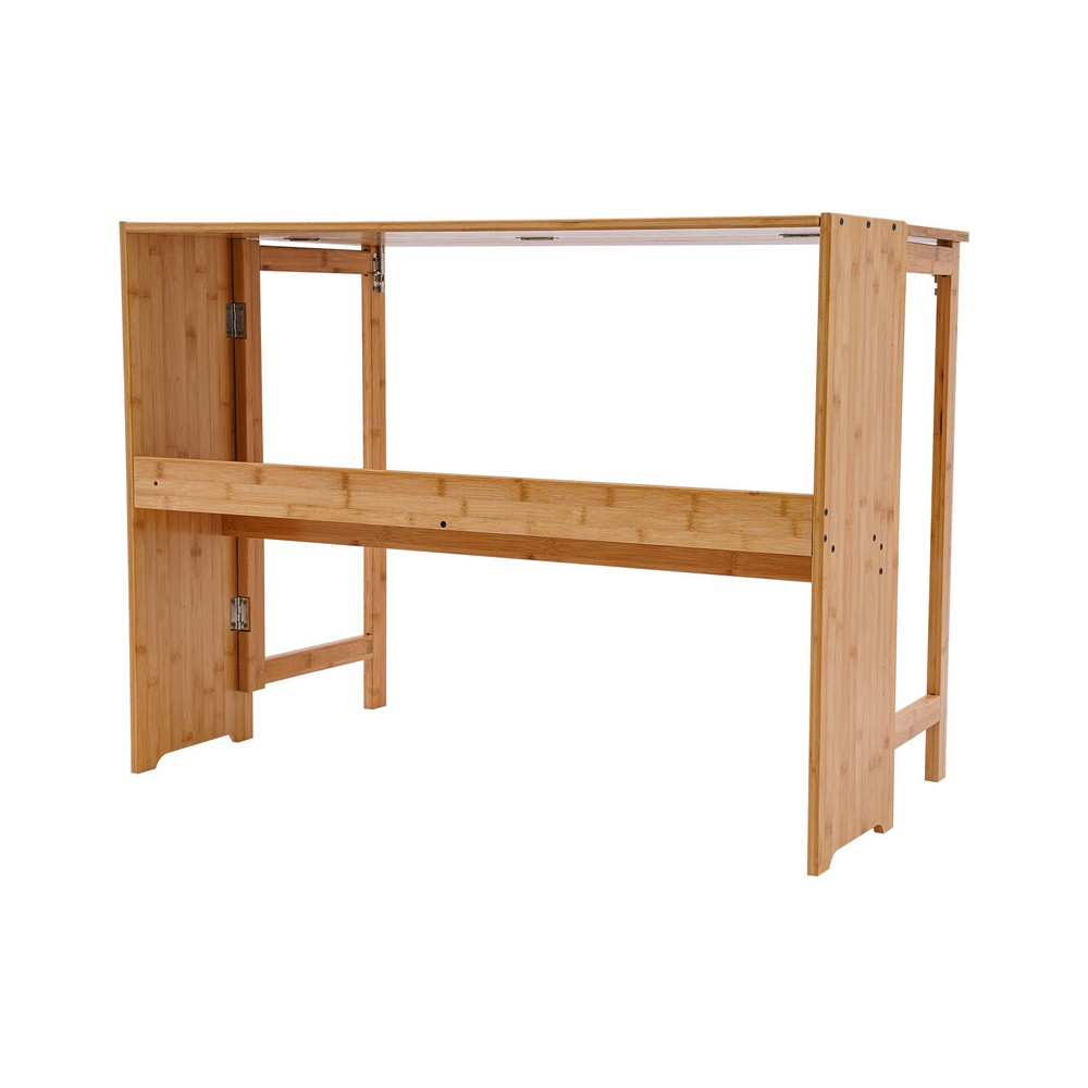 Folding Computer Desk, Modern Writing Table &Storage Shelf Home Office Work Desk