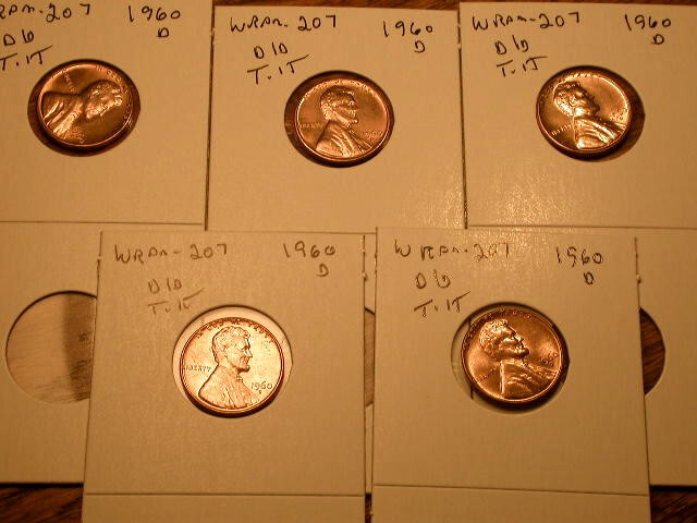 1960-D WRPM#207 D/D Tilted Ch/Gem BU/Uncirculated Red Lincoln Cent Error
