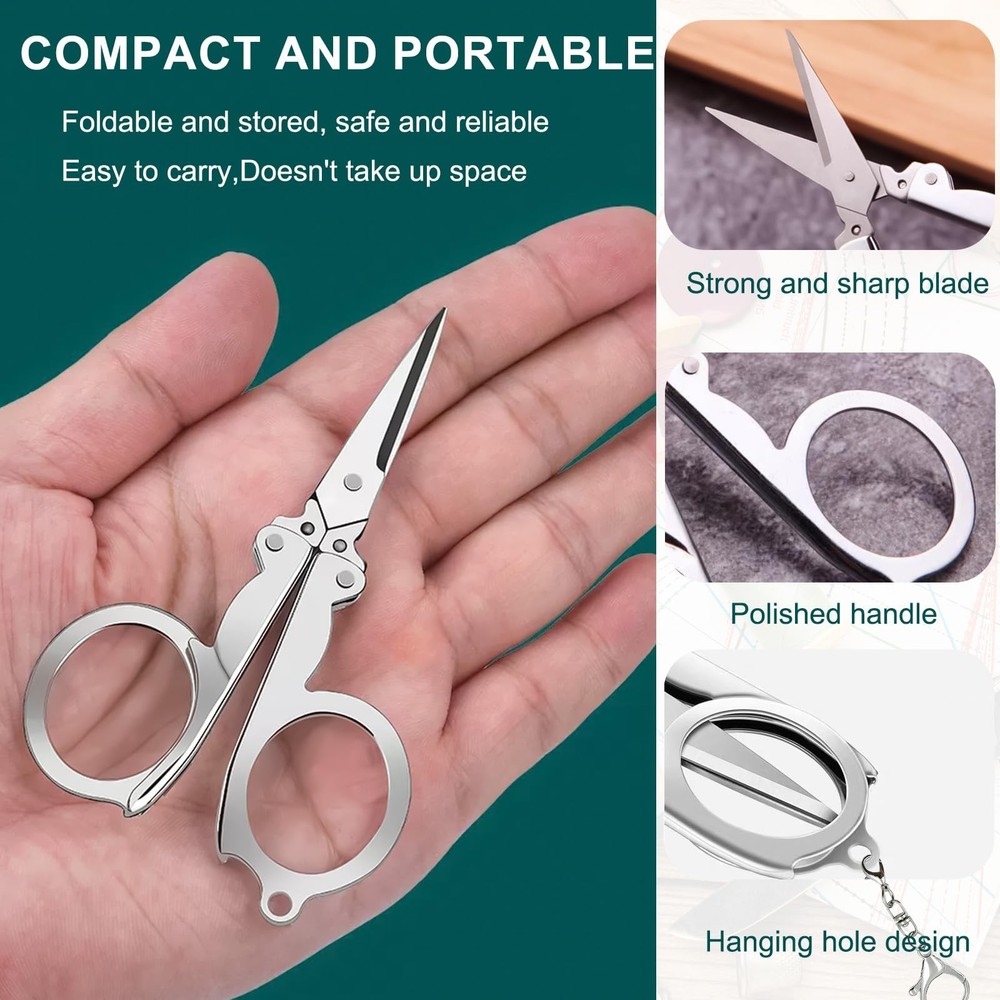 4pc Small Folding Scissors, With Key Chain, Portable - Mini Scissors For Trav...