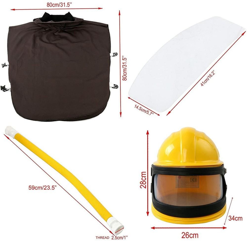 Safety Sandblast Helmet Sand Blast Hood Protector+Protector Sandblasting+10 Lens