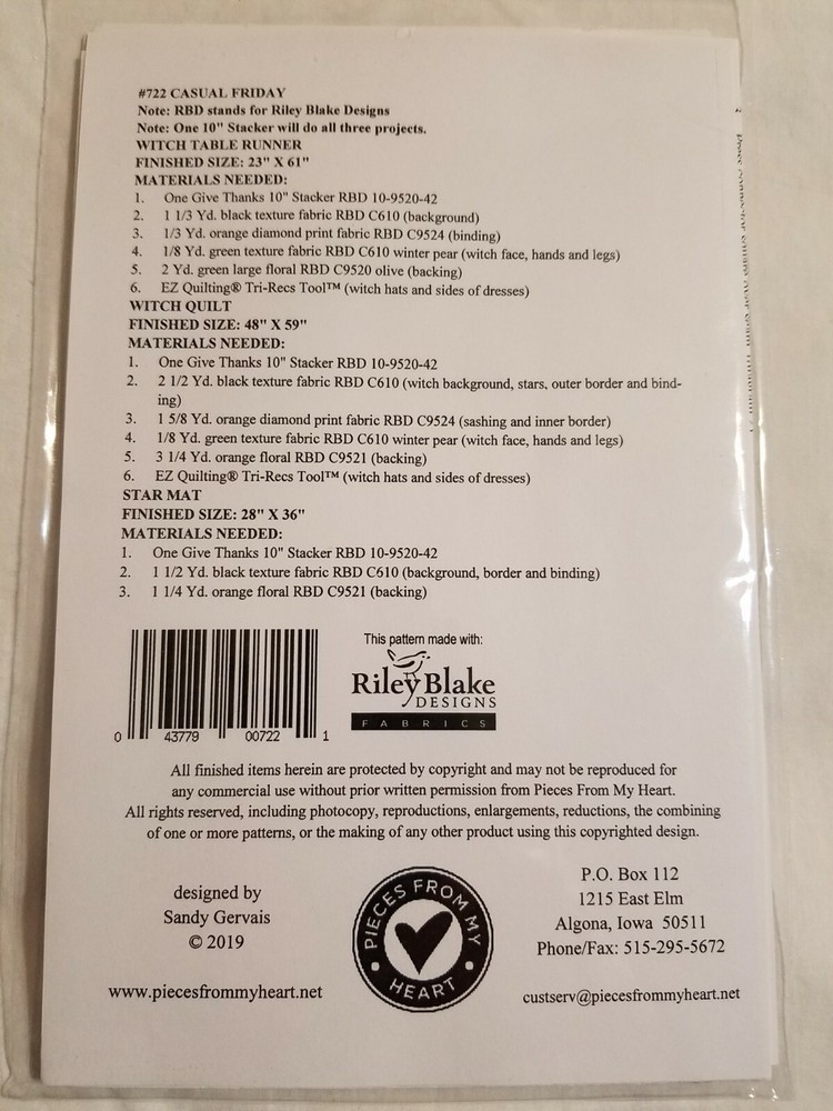 "Casual Friday" 10" Stacker Pattern by Sandy Gervais (3 projects in 1 pattern)