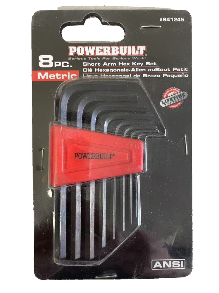 8Pc Metric Short Arm Hex Key Set