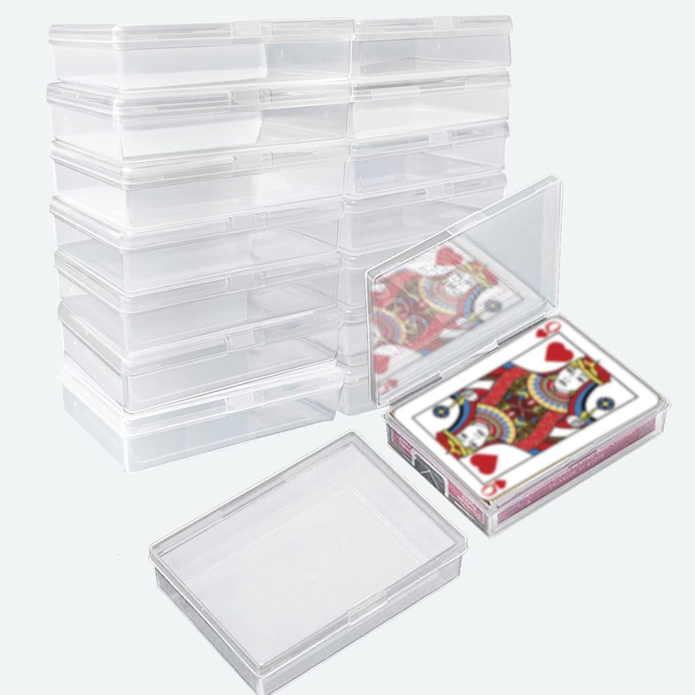 Playing Card Deck Box, 16 Pcs Plastic Empty Trading Card Case Holder, 3.8 X 2.7