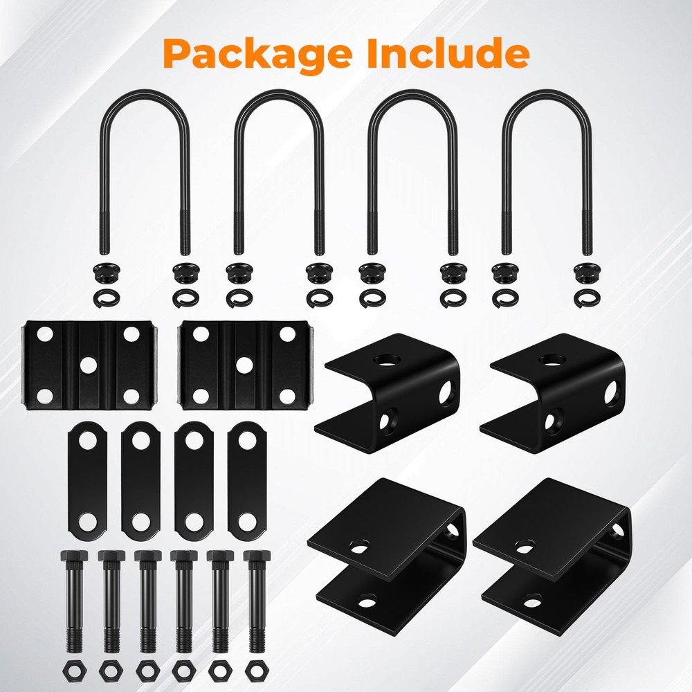 For 3500lb SingleTrailer Axle Suspension W/ 4 Leaf Springs U-bolt + Hanger Kit