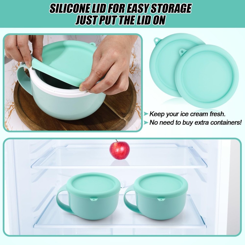 Eco-Friendly 2pcs Silicone Lids for Dash Ice Cream Maker - Effortless Cleanup