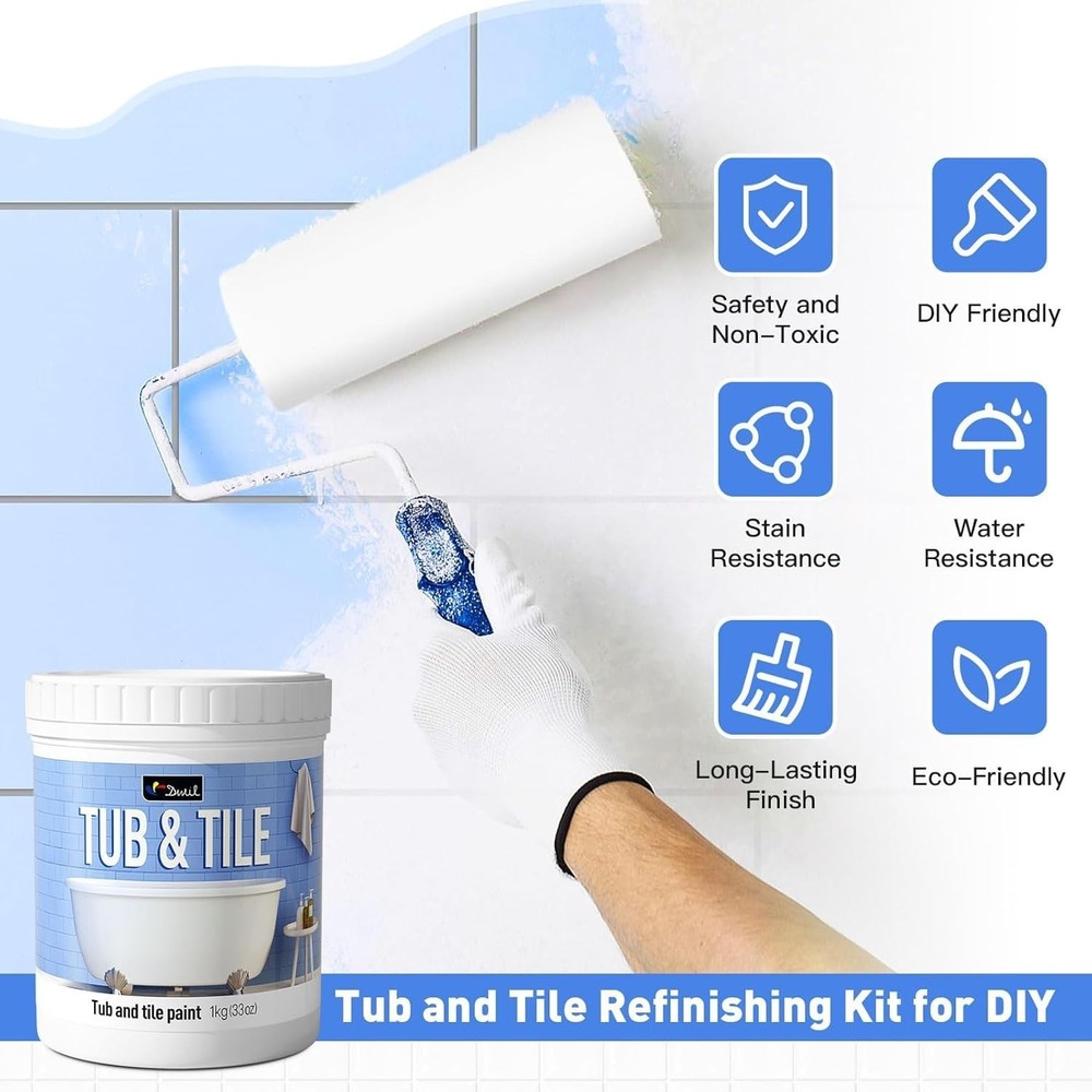 Professional Tub Refinish Kit | Water-Based, Quick Dry, Enhanced Durability
