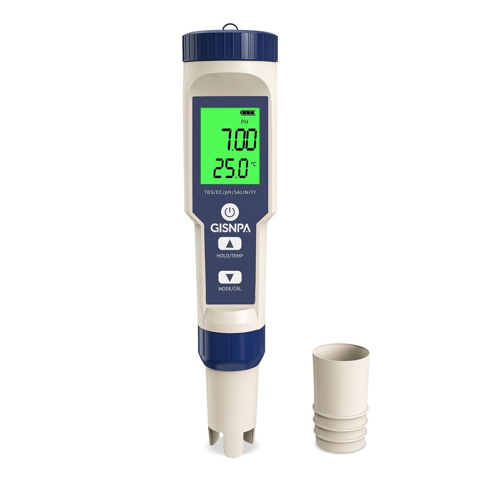 PH Meter, 5 in 1 pH/TDS/EC/Salinity/Temp Meter, Waterproof Pool Salt Tester, ...
