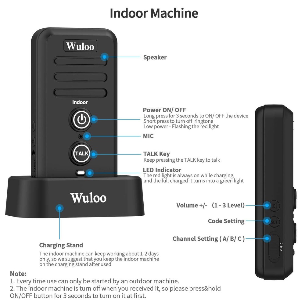 1/2Mile Long Range Wireless Doorbell Intercom Home System W/Rechargeable Battery