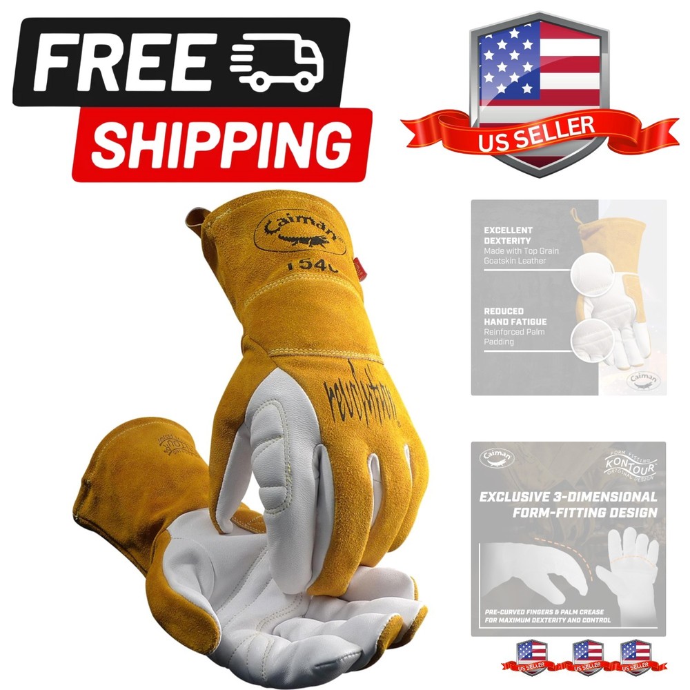 Goat Grain TIG/Multi-Task Welding Gloves, Split Cowhide Back, 4-Inch Extended...