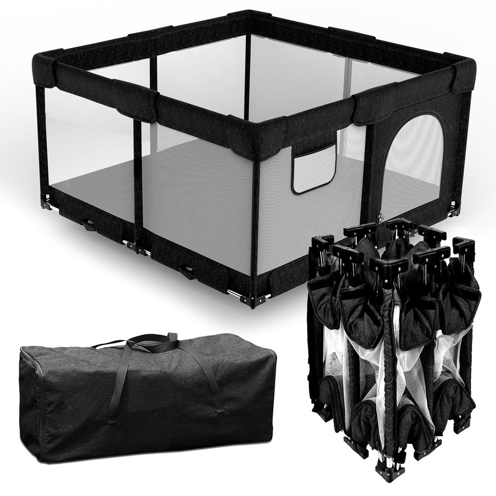 Foldable Baby Playpen with Gate, Extra Large Collapsible Play Yard for Babies...