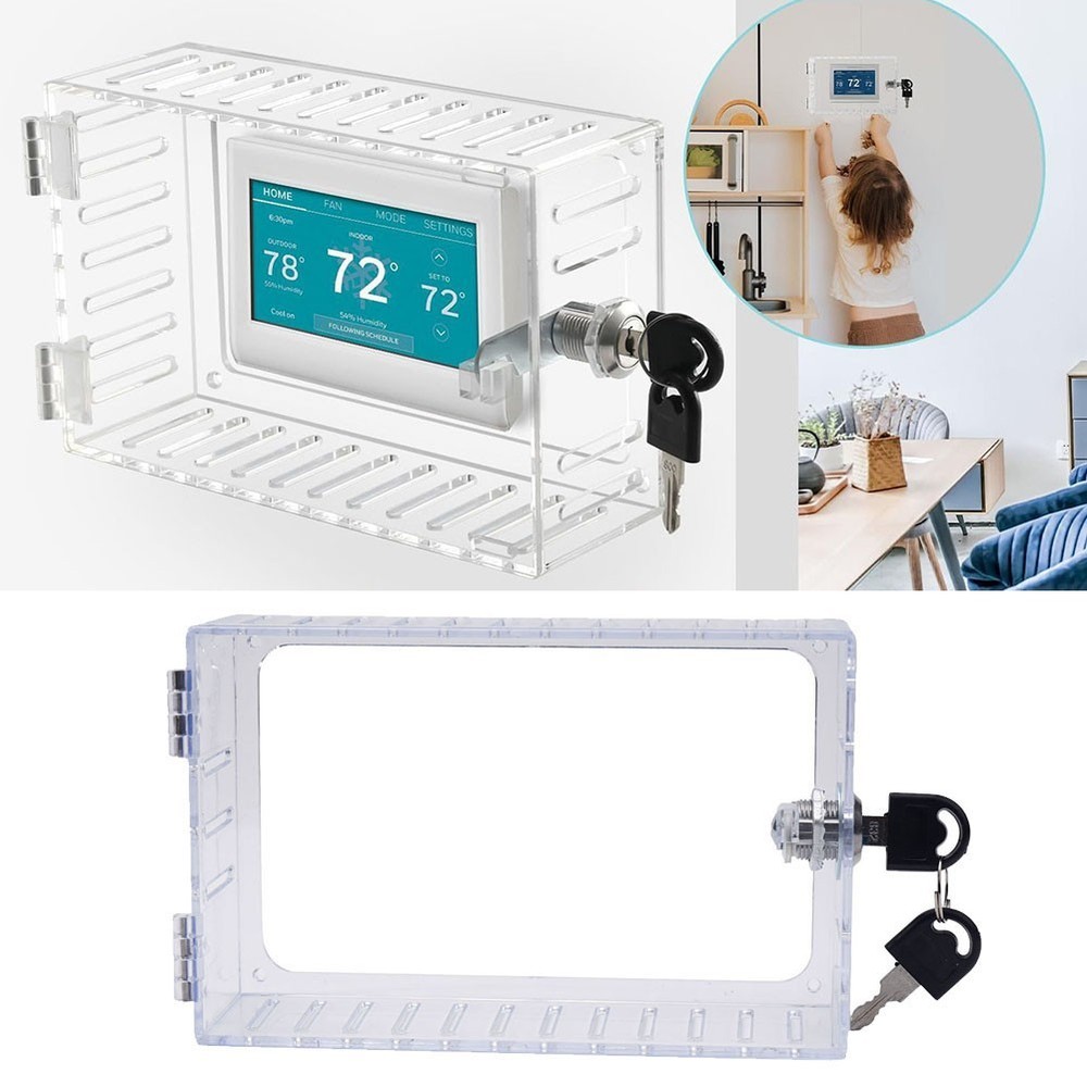 Transparent Thermostat Lock Box with Keys for Enhanced Security Features