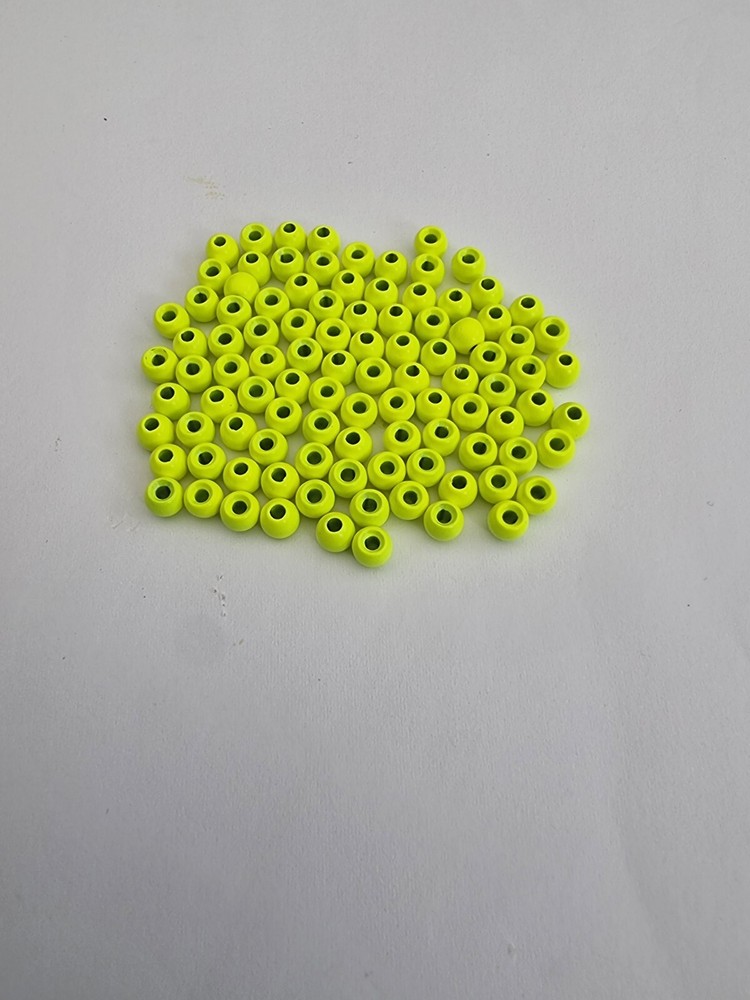 Fly Tying Materials 50 Pack 3.3mm Florescent Chartreuse Countersunk Brass Beads
