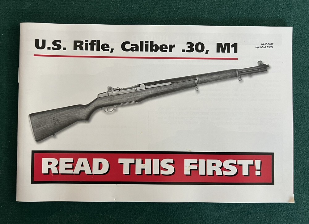 M1 Garand CMP owners manual/booklet, operation, disassembly instructions