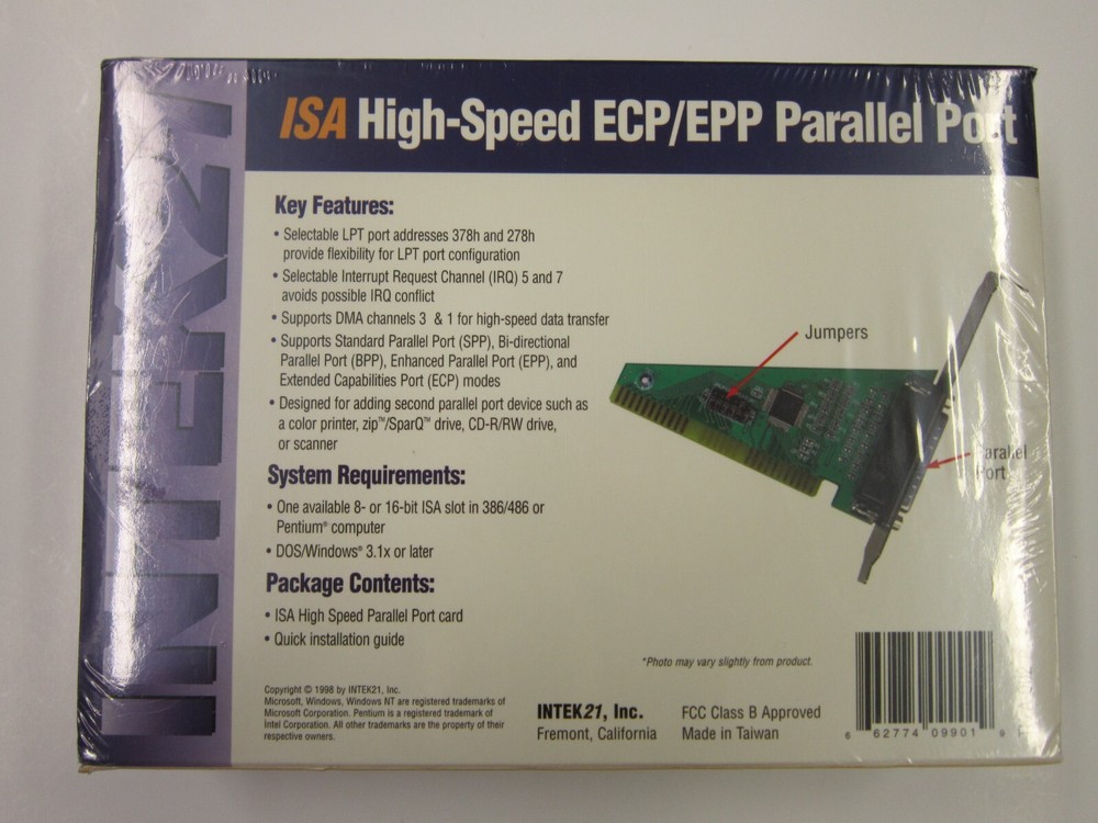 INTEK21 TK9901 ISA High-Speed ECP/EPP Parallel Port Card